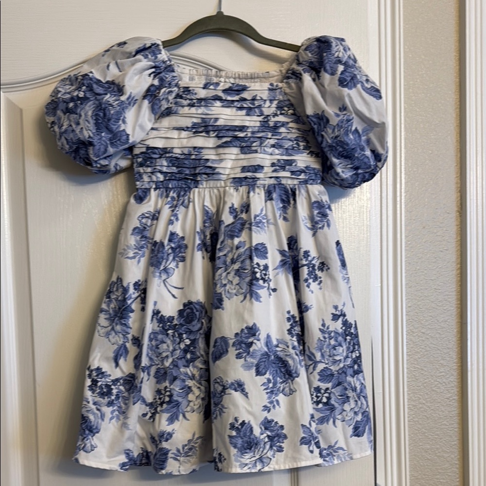 Floral Blue and White Kids Dress
